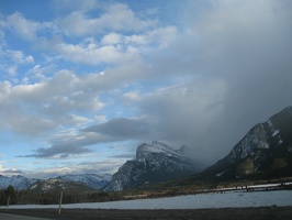 Mount Rundle in the clouds
