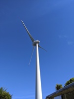 Zealandia fenceline and wind turbine to Wrights Hill, April 1